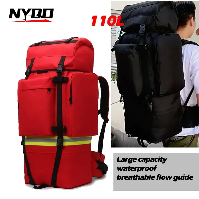 110L Large Capacity Hiking Outdoor U-shaped Bracket Tactical Backpack Waterproof Travel Hiking Backpack Forest Fire Brigade Bag