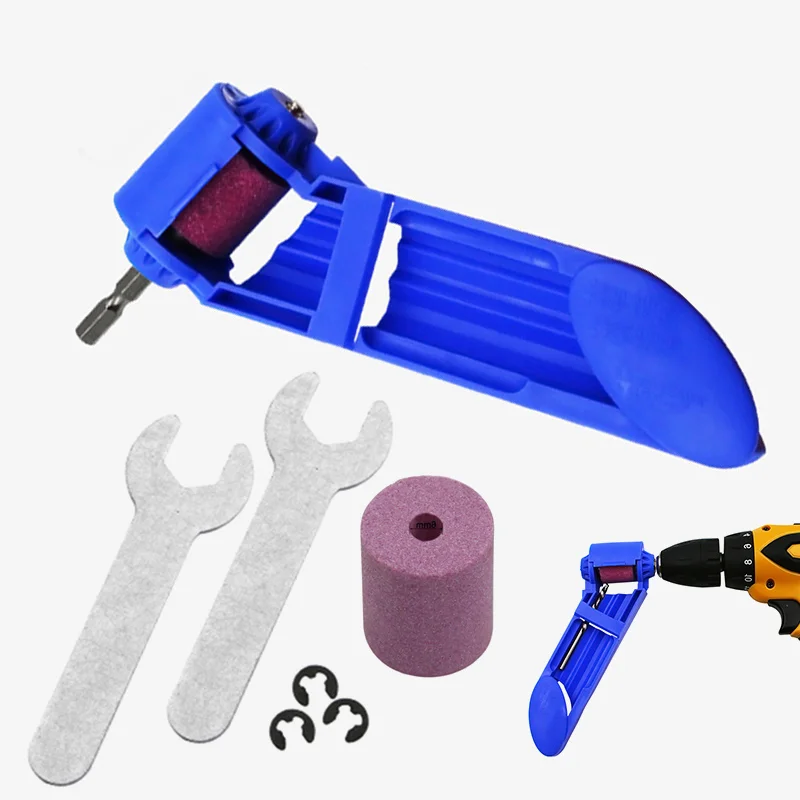 Efficient Drill Bit Sharpener with Corundum Wheel for 2 to 125 Millimeter Drill Bits with Complete Accessory Kit