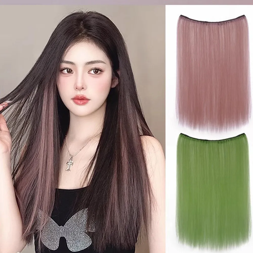 วิกผมสังเคราะห์แบบคลิปในชิ้นเดียวย้อมอเนกประสงค์สําหรับผมสีขาว ให้ความรู้สึกเป็นธรรมชาติและต่อผมง่าย ชิ้นวิกผมแบบไม่มีรอยต่อ