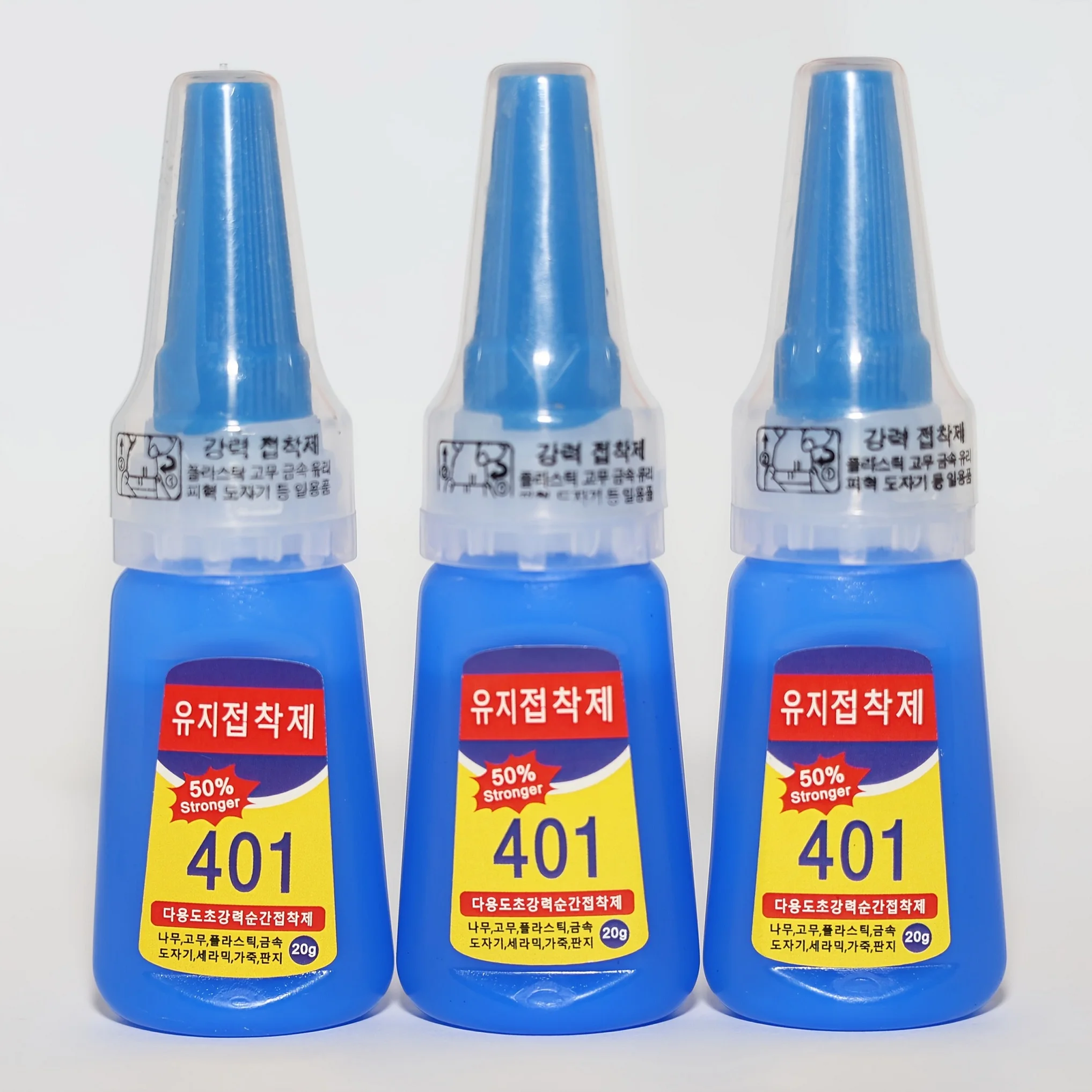 Pegamento 401 de cianoacrilato de secado rápido, instantáneo, cuero, caucho, madera, Metal, vidrio, pegamento adhesivo multiusos más fuerte, 20g/1 Uds.