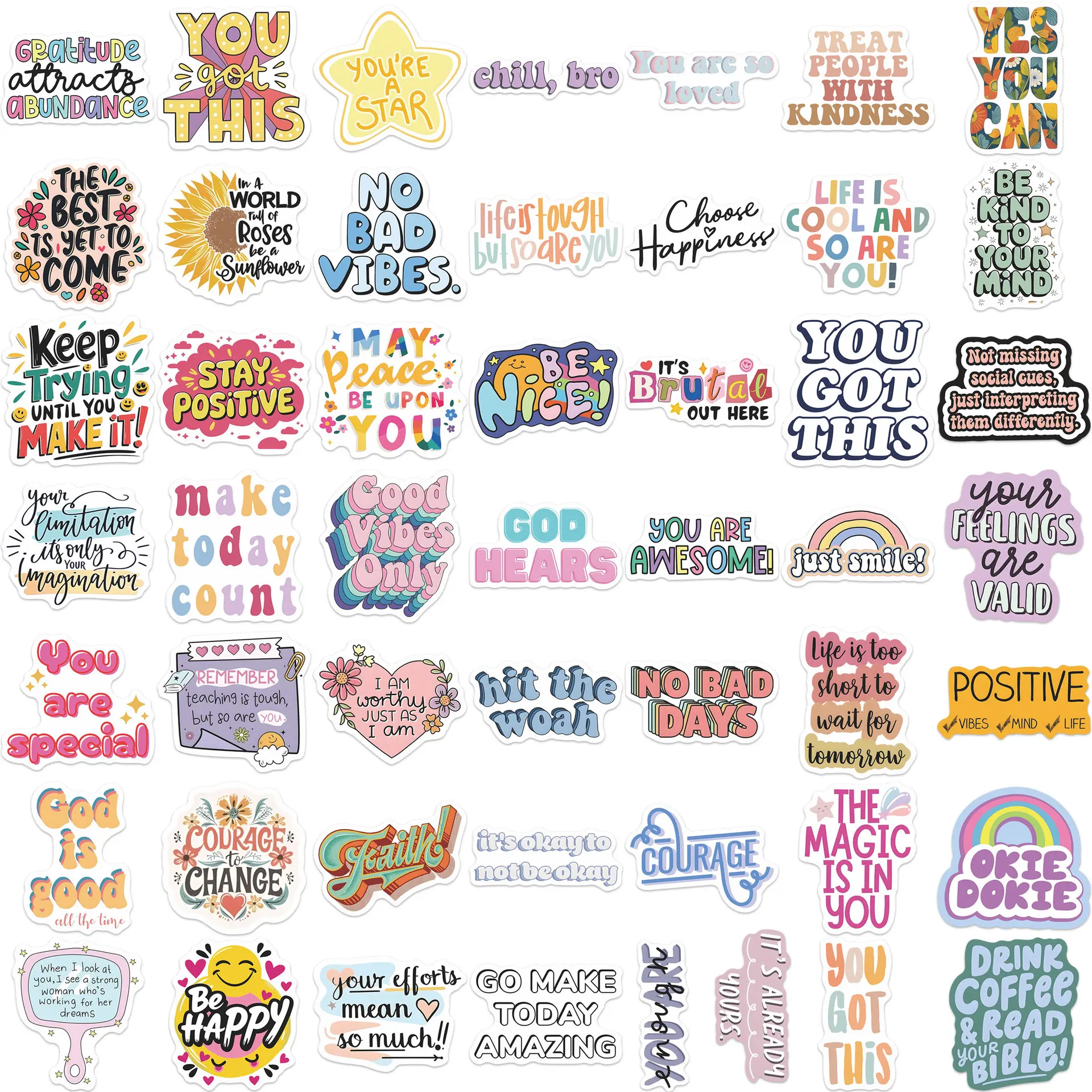 50PCS Motivational Phrase Stickers Note DIY Decals Fridge Diary Car Scrapbooking Laptop Phone Bottle Party Gift