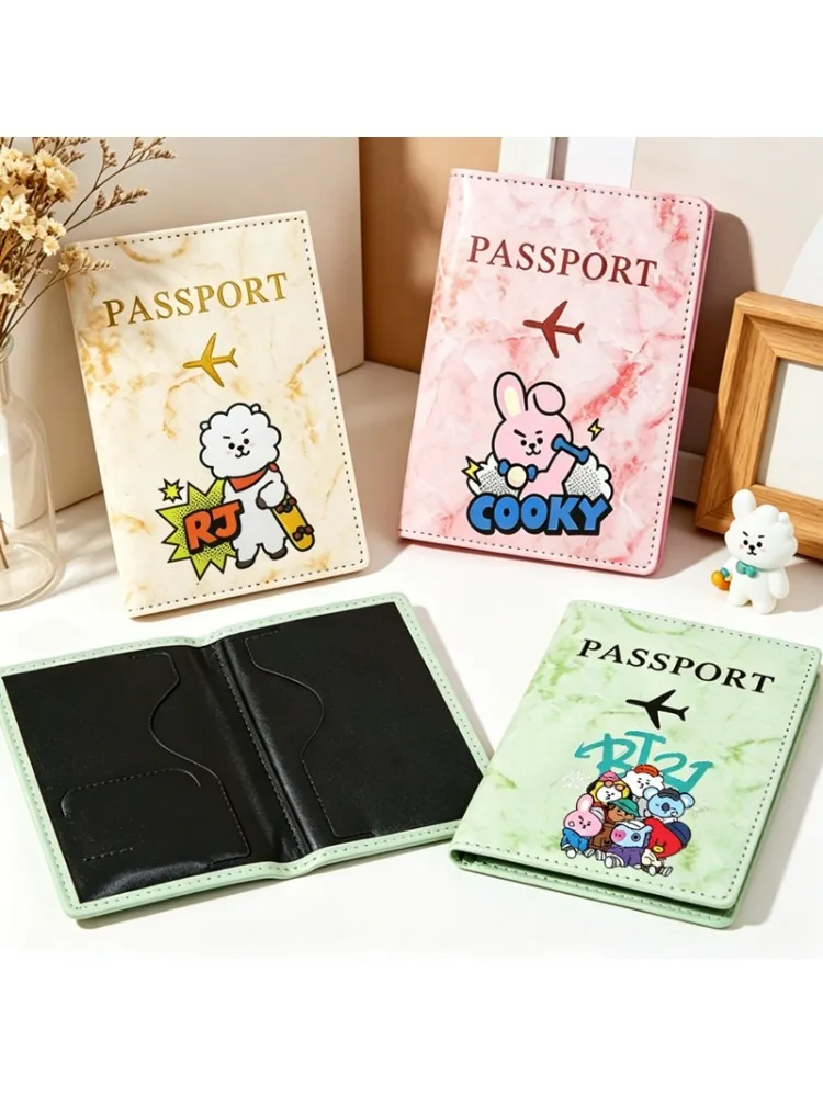 BT21 Reisepasshüllen Ultradünner Dokumentenhalter Anime COOKY TATA Bedruckte Wasserdichte Reisepasshülle Ausweishülle Geschenk