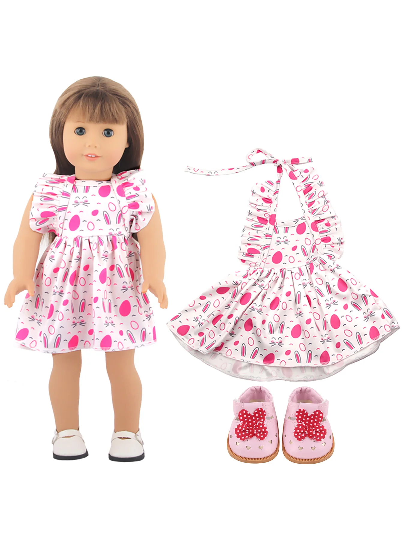 

18-дюймовая кукла, костюм для косплея, юбка, обувь, 2 шт., подходит для новорожденных, 43 см, одежда для кукол-гуманоидов, подарок для маленьких девочек