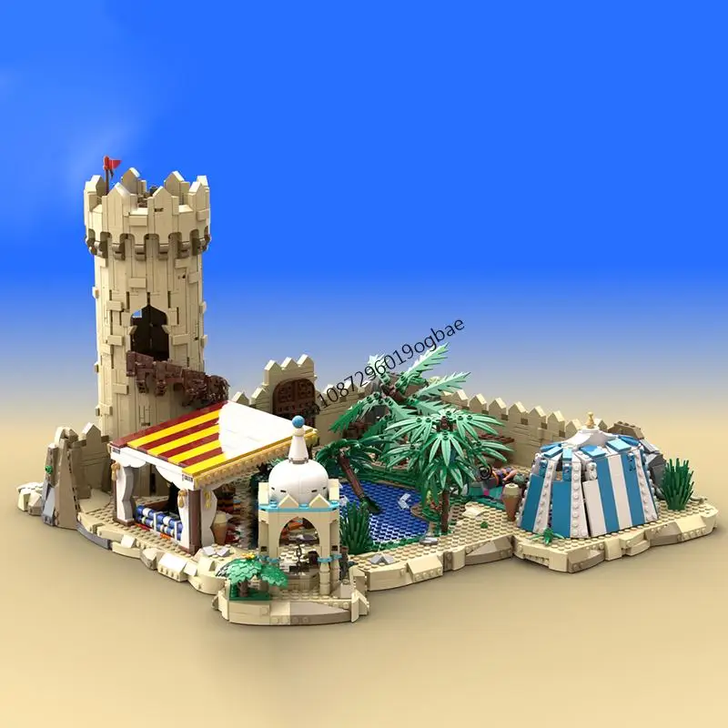 NEW 3142pcs MOC Medieval Street View Oasis trading post fort Model DIY creative ideas Christmas block Toy Assembly Puzzle Gift