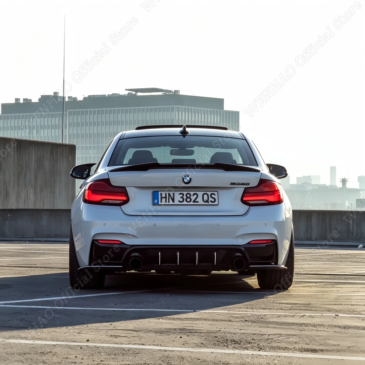 M4 Style Material Gloss Black Car Rear Trunk Spoiler Wings For BMW 2 Series F22 F87 2015-2019 Tuning Spoiler Caps Bodylits view 2