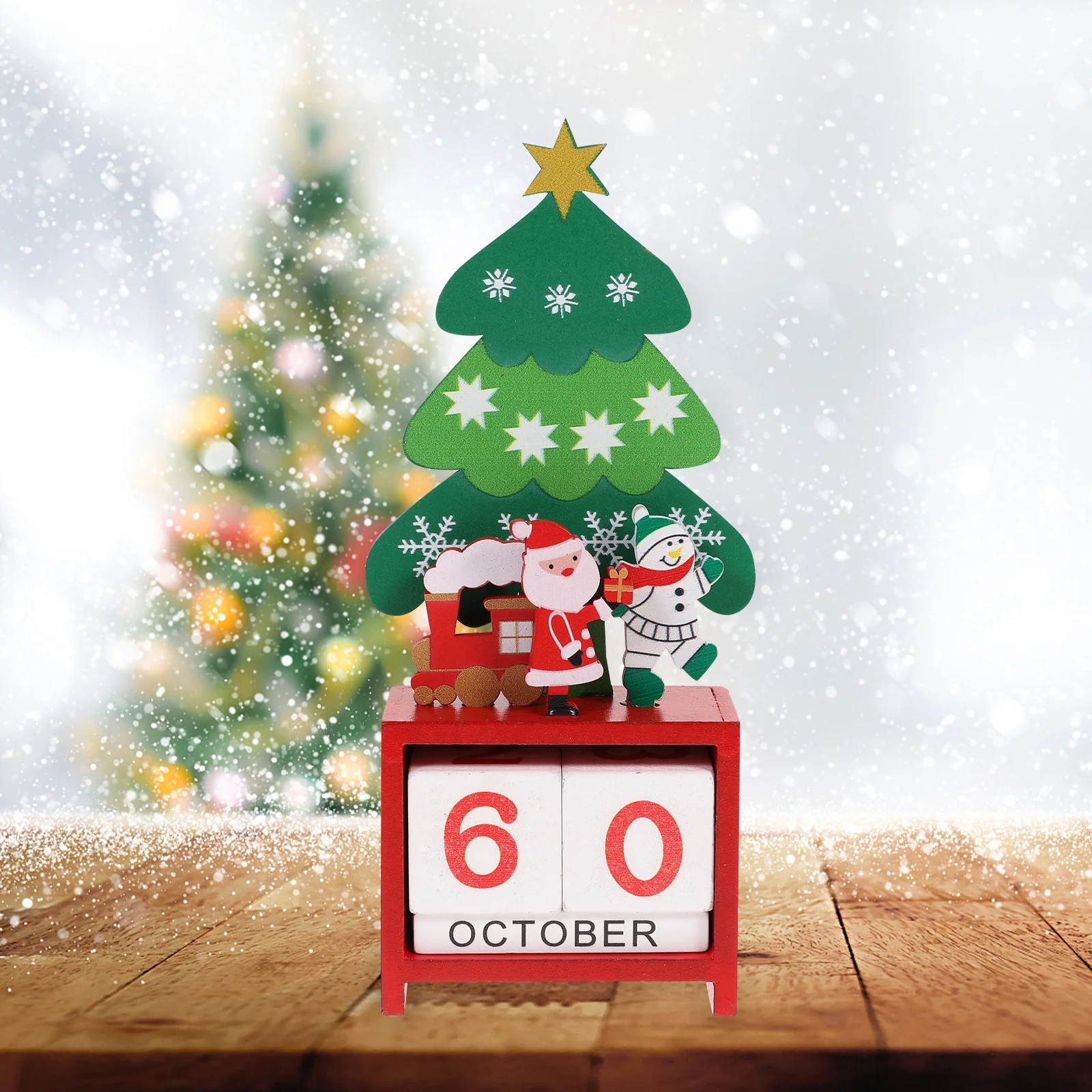 

Wood Block Christmas Calendar Manual Month Date Display Romantic Countdown Decor Xmas Wood Perpetual Calendar Desktop Decor