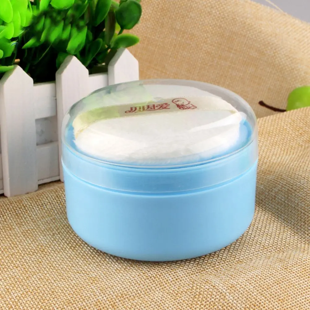 2 Set Container Cloth Dusting Powder Puff Sponge Dusting Baby Box Talcum Foundation Powder Puff Makeup Travel Home Use