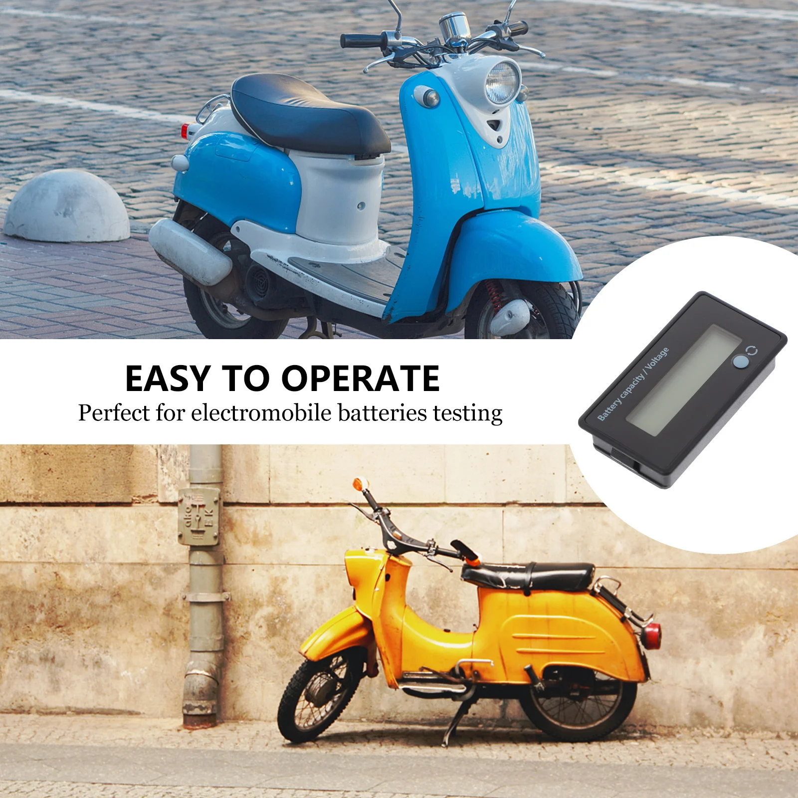 

2Pcs Vehicle Tester LCD Capacity Indicator Voltage Monitor Durable Easy Operation Reverse Protection