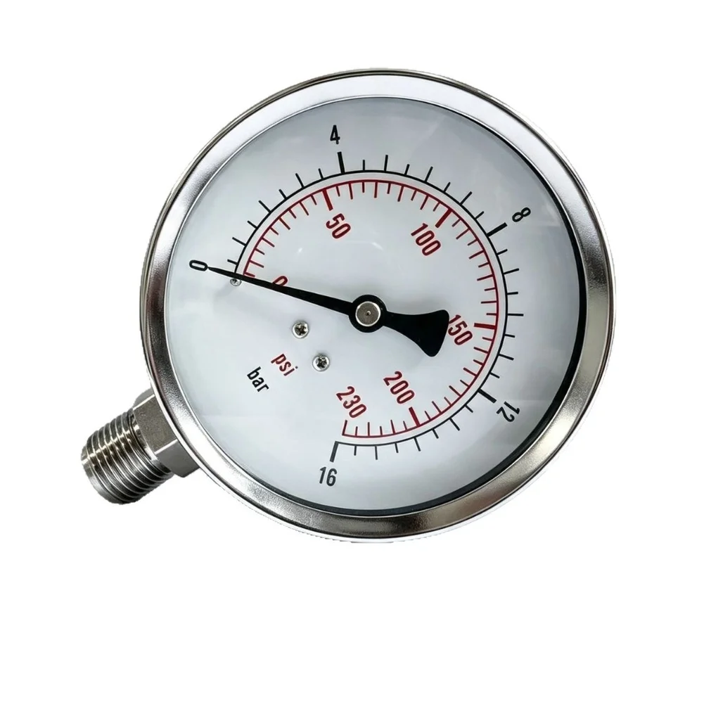 for y100 Radial Pressure Gauge 0-16 Bar Stainless Steel For Water Air Oil for bsp 1/2 Thread Industrial Test Meter Instrument
