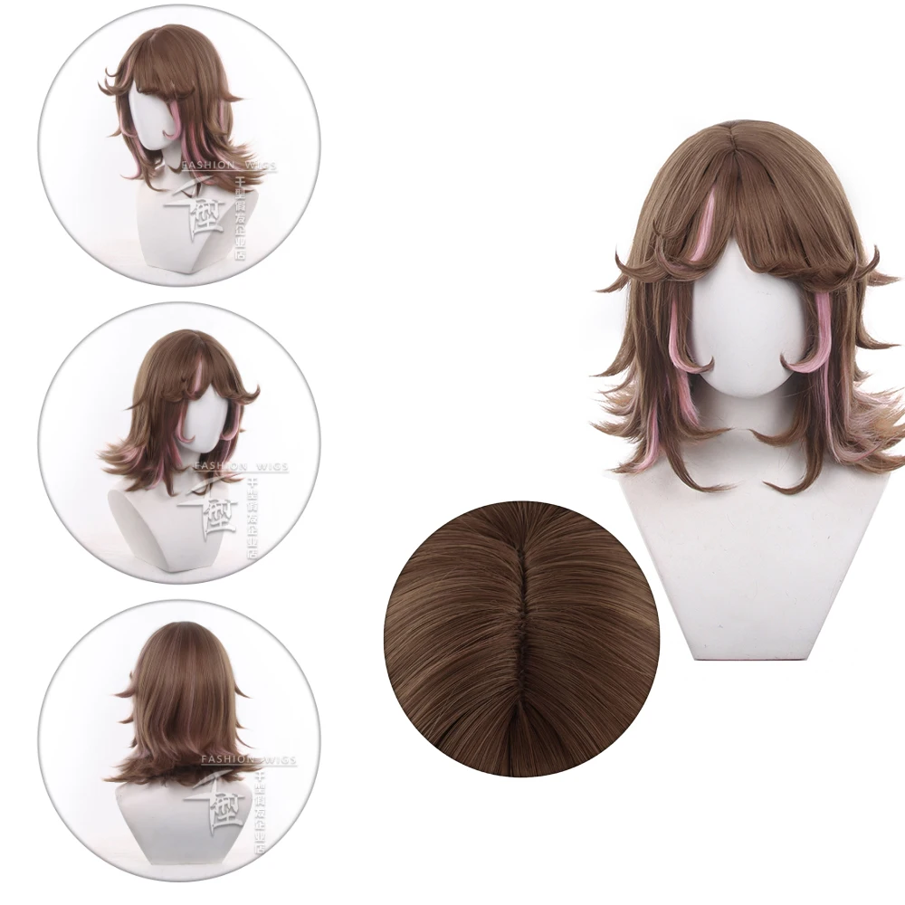 32cm Brown Pink Demi Bourbon Barmaid Rabbit XiuZhen Cosplay Wig Identity V Role Play Wig Heat Resistant Synthetic Hair Comic Con