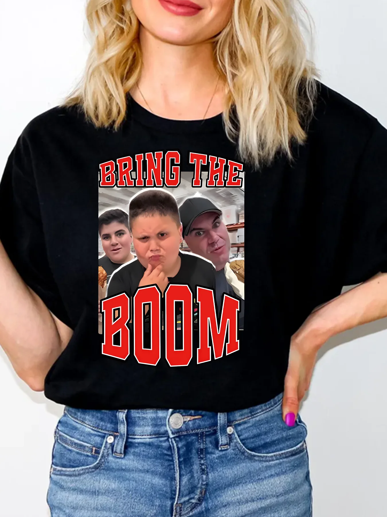 

Portrait pattern round neck plus size women T-shirt short sleeve trend printing elastic half sleeve T-shirt