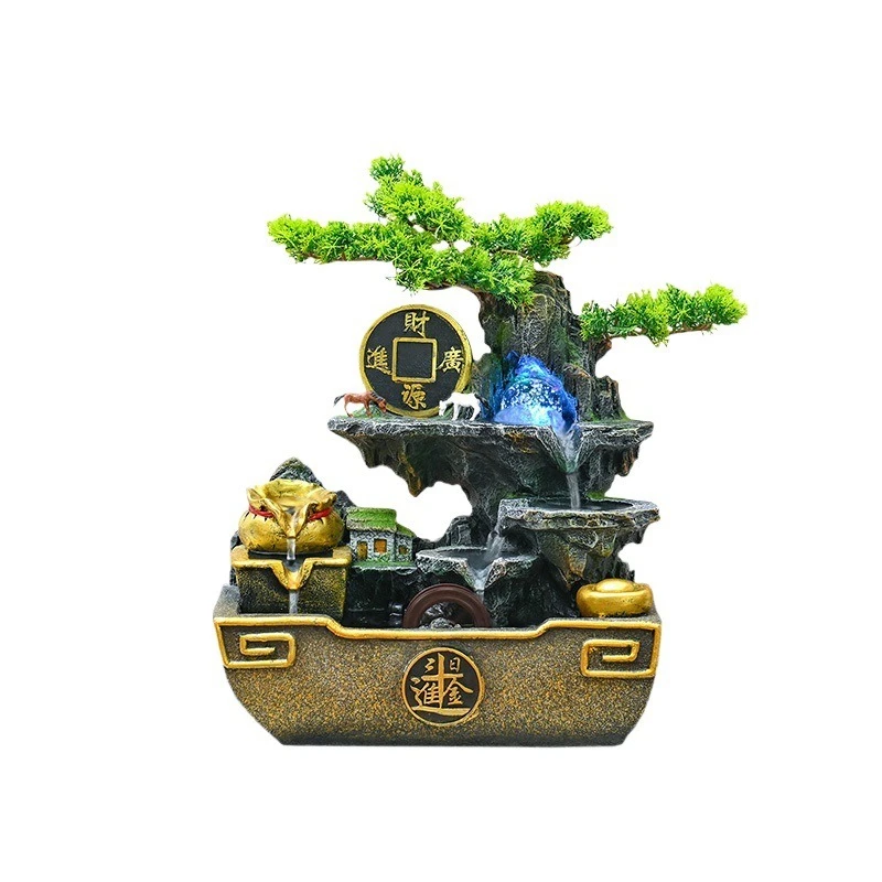 

Flowing water makes money ornament fountain, tabletop