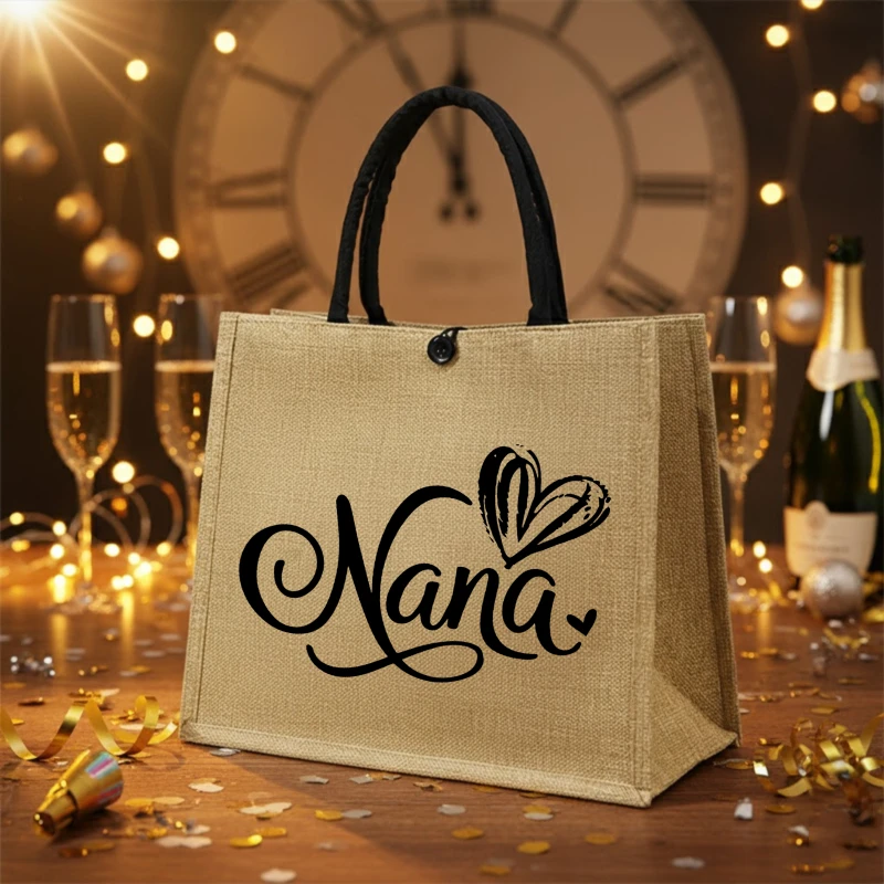 

Dandelion Jute Tote Bag, Perfect Mother's Day & Birthday Gift for Grandma from Grandchildren, Reusable Tote for Daily, Shopping