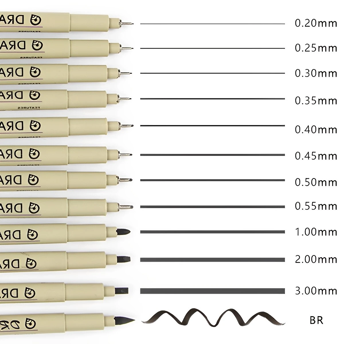 12Pcs Fineliner Pens Set Waterproof Manga Markers Pen Hand-painted Micro-line Pen Quick Drying Sketch Pens Set Black Fine Line