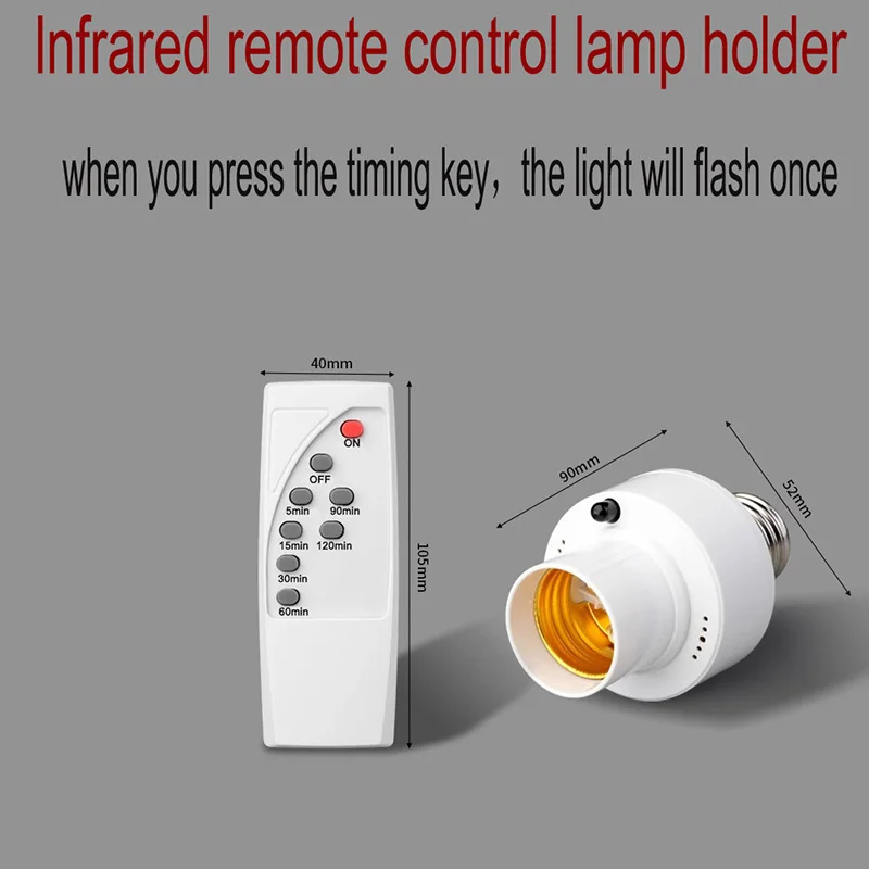 E27 AC85-265V Infrared Smart Convertible LED Lampholder Wireless Remote Control Smart Timer Light Bulb Socket Adapter Converter