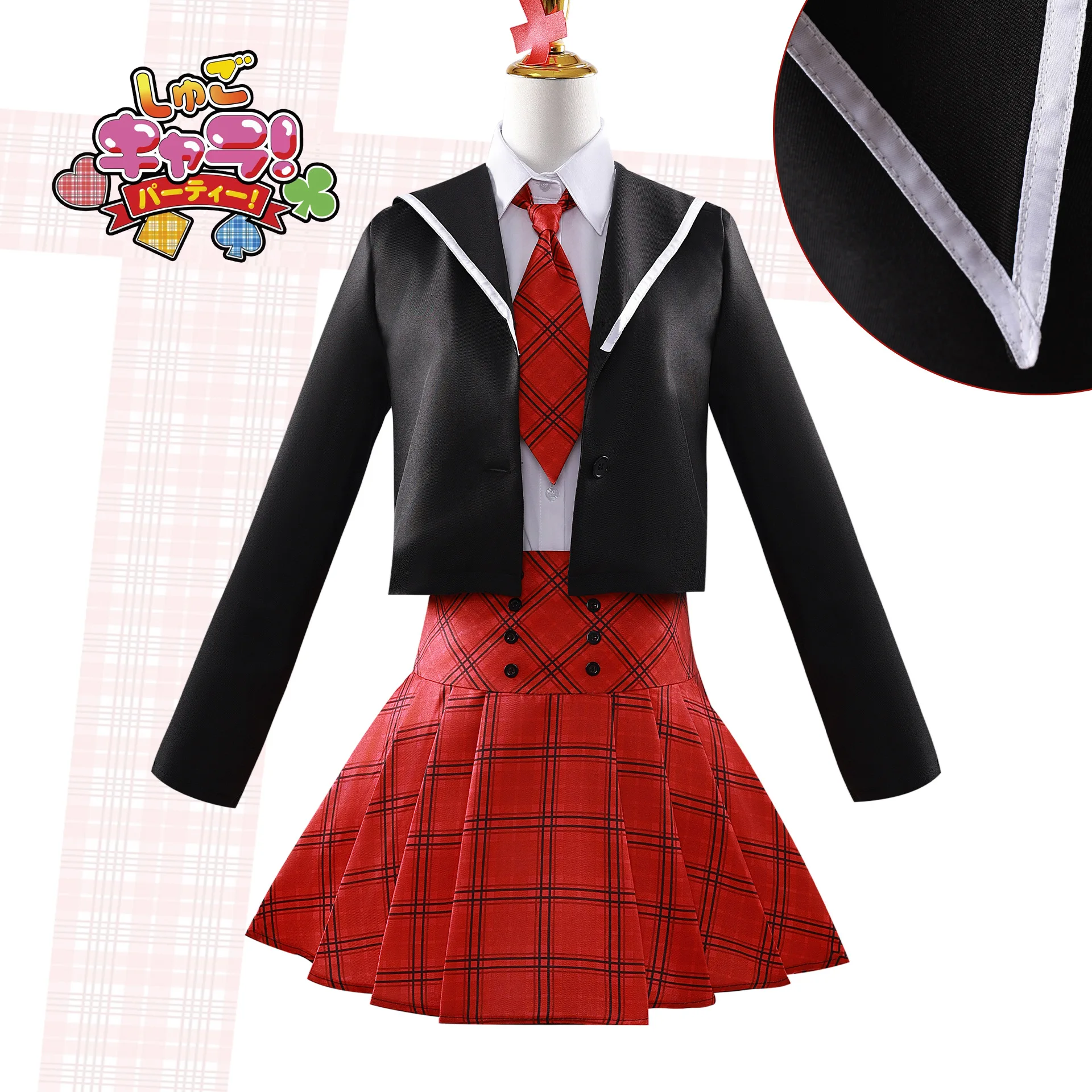 Anime Hinamori Amu Cosplay Costume Shugo Chara Wig School Uniform Sets