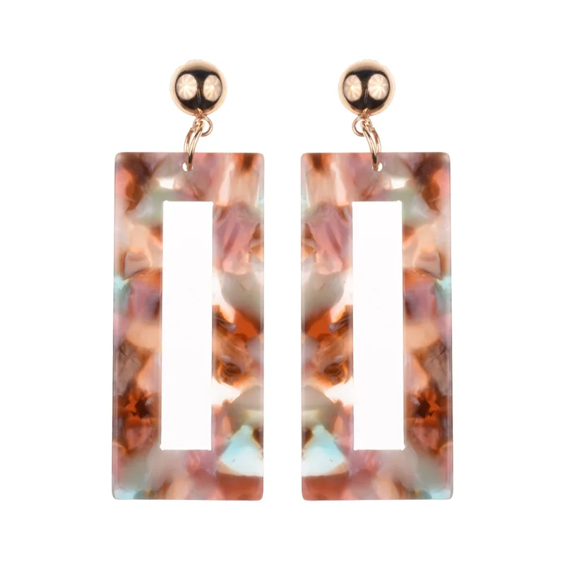 Foreign trade hot-selling new product earrings, fashionable big-name rectangular acrylic earrings 2 colors, cross-border accesso