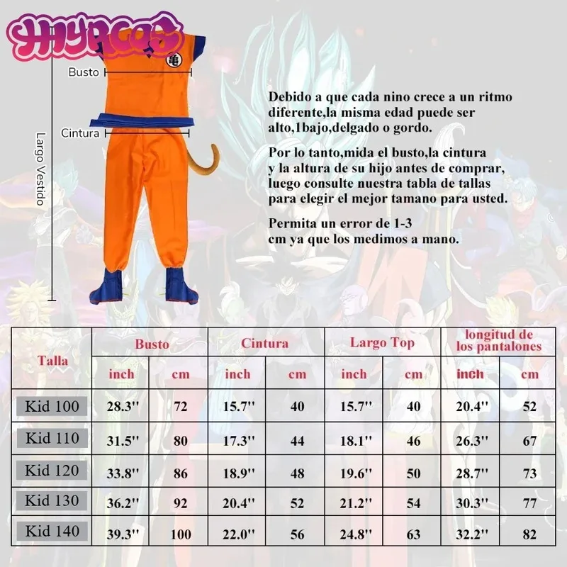 

Детский костюм для косплея Son-Goku из 6 предметов — стиль в стиле аниме для вечеринки и Хэллоуина, свободная посадка в комплекте x 5; d'2.y; 8 футов