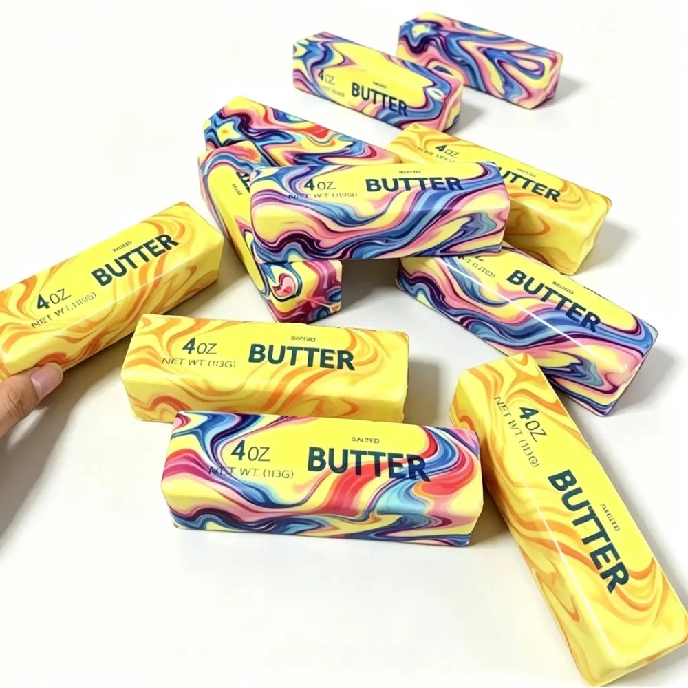 *Colorful Butter Squishy Simulation Cheese Fidget Toy Slow Rebound Stress-Relieving Balls Desk Ornaments Birthday Christmas Gift