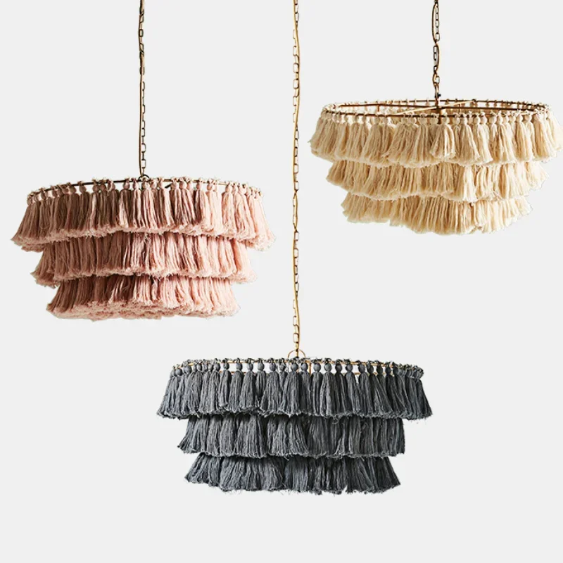 

Bohemian Tassel Chandelier vintage chandelier model house room lamp designer creative personality woven suspension light