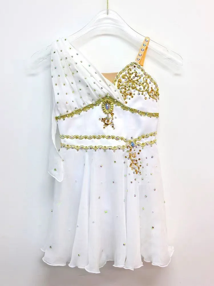 Vestido de balé personalizado Don Quijote Cupido Runas Variações Competição Vestido de desempenho branco