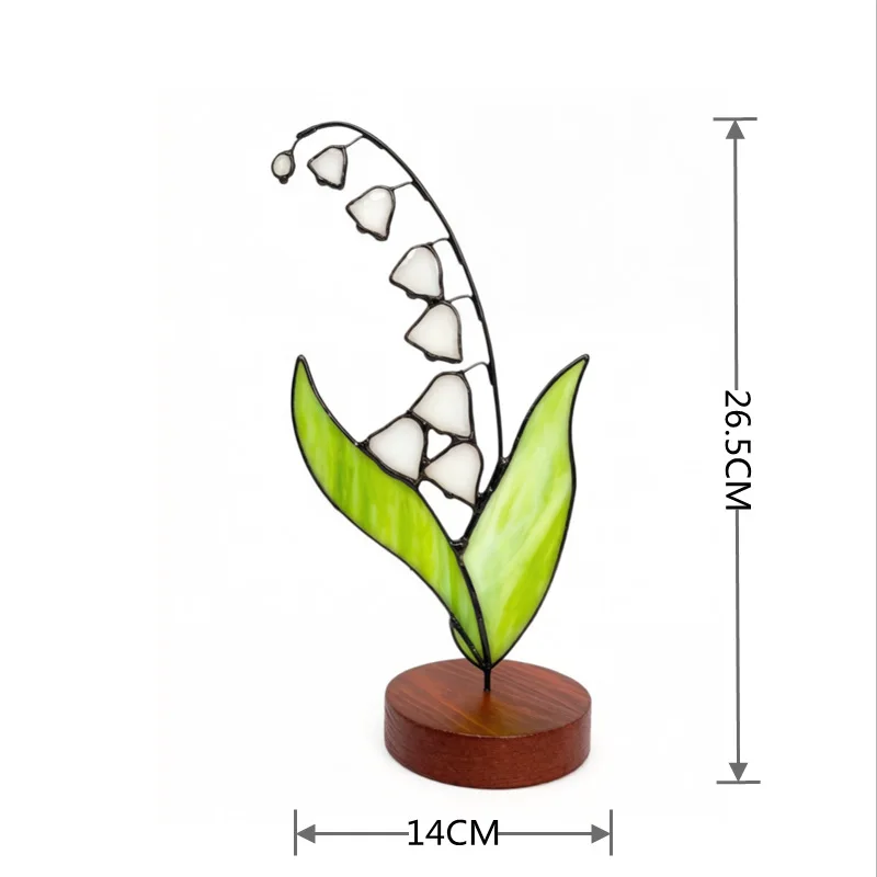 Goldene Geburtsblume aus Buntglas, personalisiertes Geschenk für Sie, eleganter Buntglas-Sonnenfänger für Geburtstage oder Jubiläen der Mutter. – Detail 9