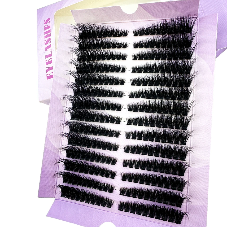 14 Filas de Pestañas Fluffy Clusters Voluminosas Extensiones de Pestañas 50D/80D Izquierda/Derecha Individuales Ojo de Gato 6
