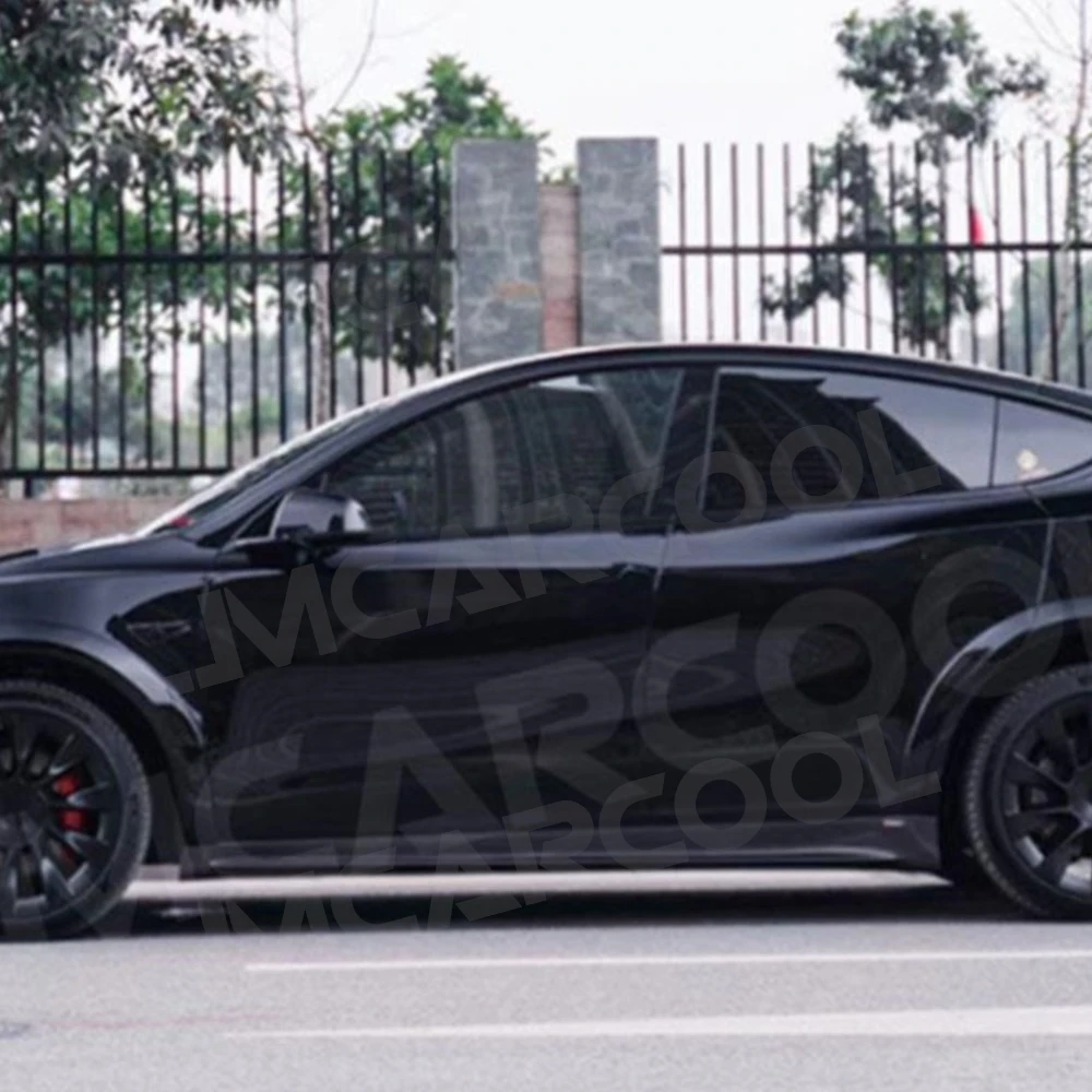 

JMCARCOOL FRP Unpainted Black Front Bumper Side Wheel eyebrow Body Kits Car Protect Accessorise For Tesla Model Y