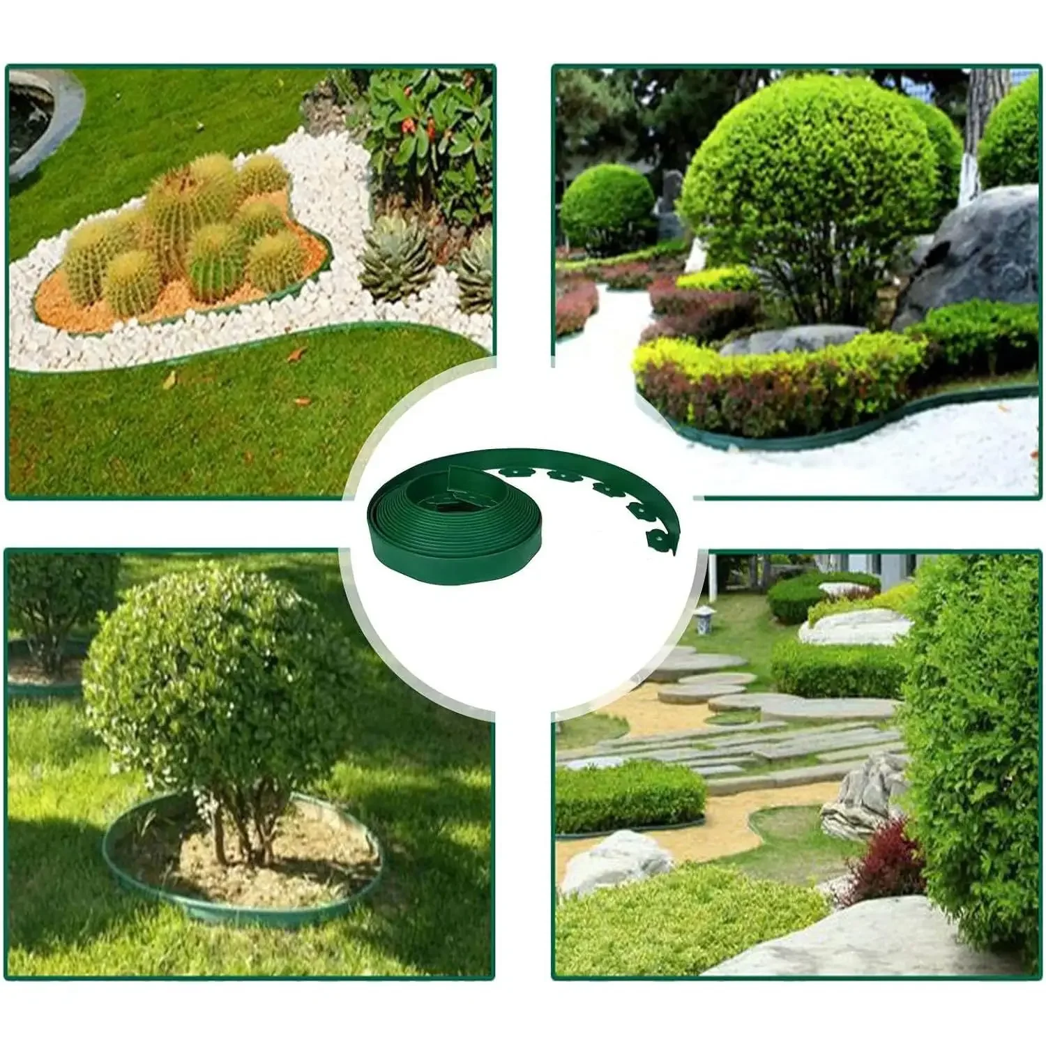 5M Yard Hedge belt Garden Barrier Lawn Grass Edging Border Plastic Landscape Edging Kit With 15 Anchoring nails Lawn Edge Belt