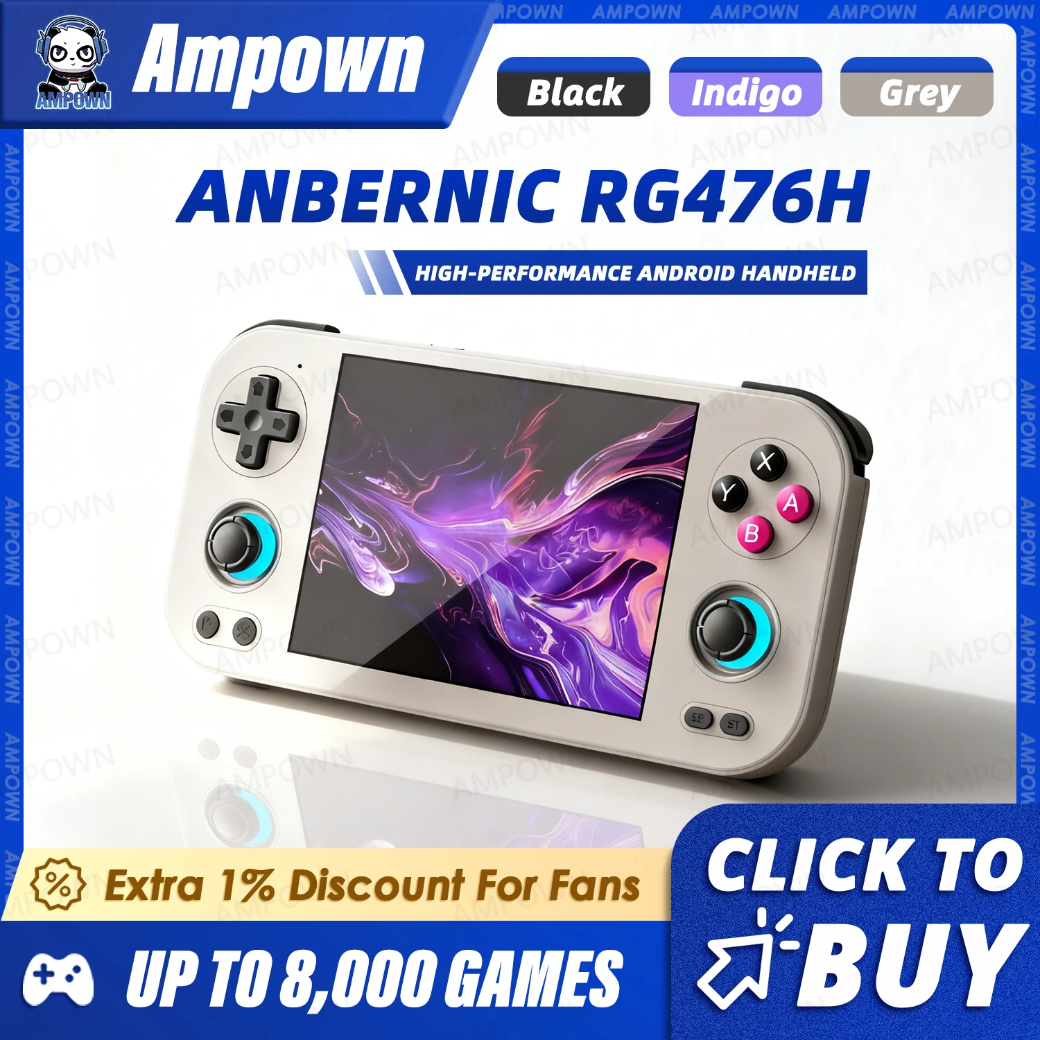 

ANBERNIC RG476H Handheld Game Console 4.7" 120Hz Touch Screen Video Output Unisoc T820 Android13 System RGB Lighting Joystick