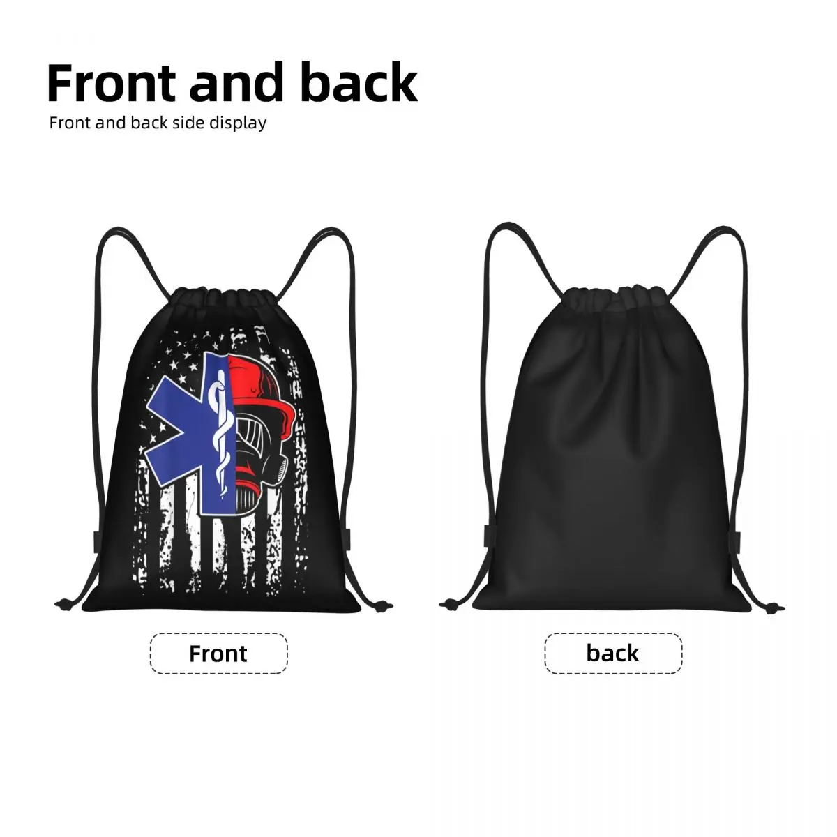 Emt Star Of Life Paramedic Doctor Ambulance Drawstring Backpack Bags Women Men Lightweight Firefighter Gym Sports Sackpack Sacks