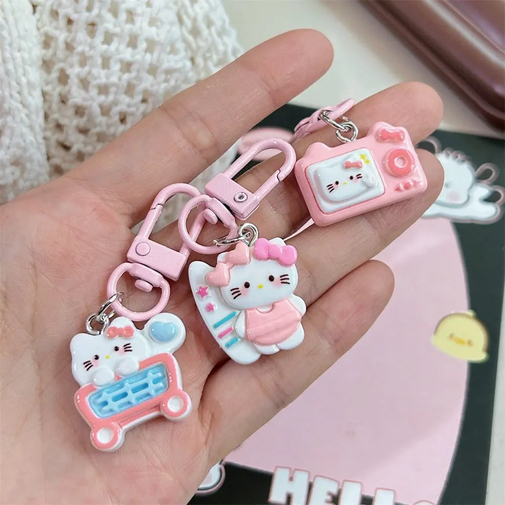 MINISO Super Cute Pink Shopping KT Keychain Cute Cartoon Girl Sweet Pendant Couple Girlfriend Accessories Gifts