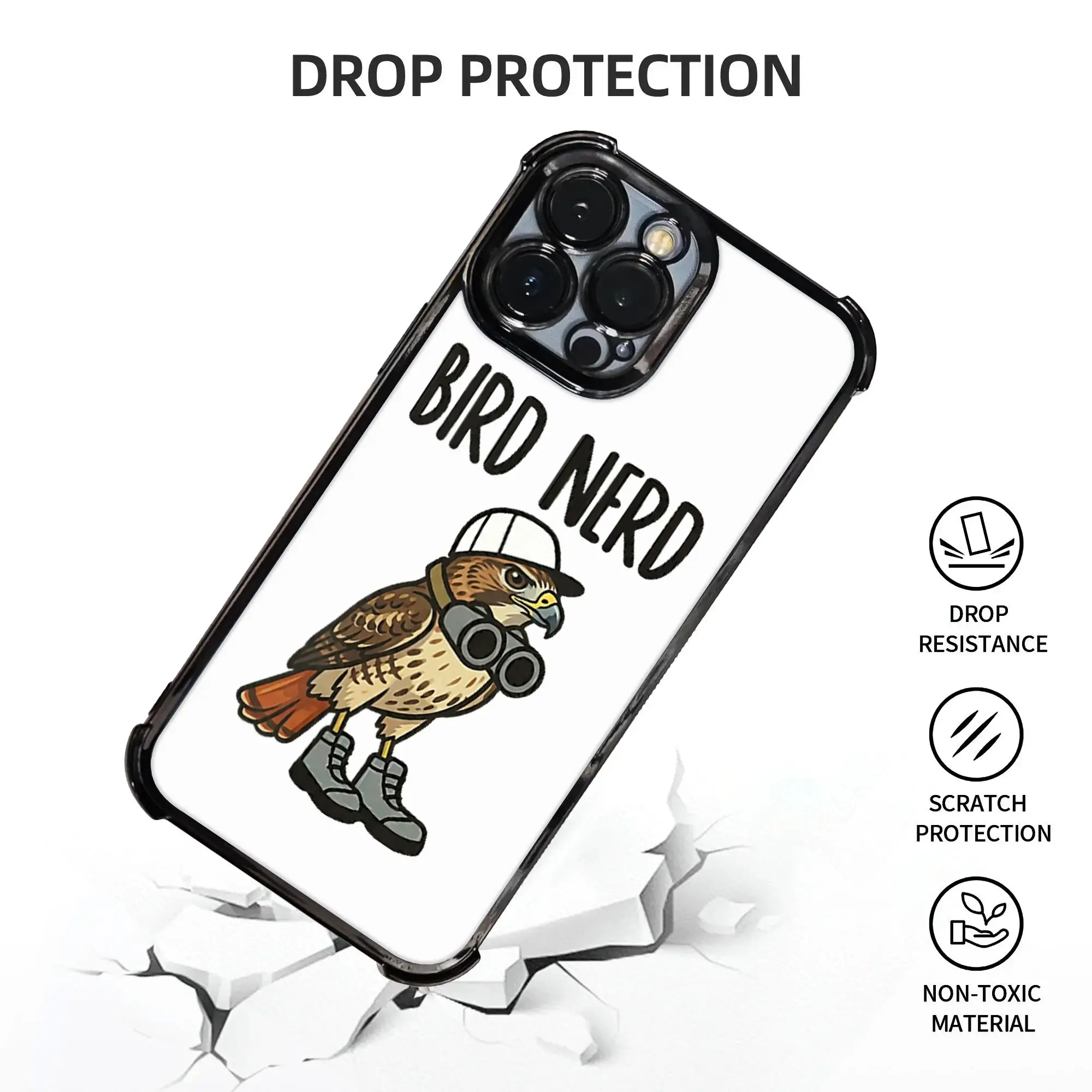 Funny Bird Nerd Watching Red Tailed Hawk Nature Art Phone Cover Electroplating Process phone case for iPhone Various Models view 3