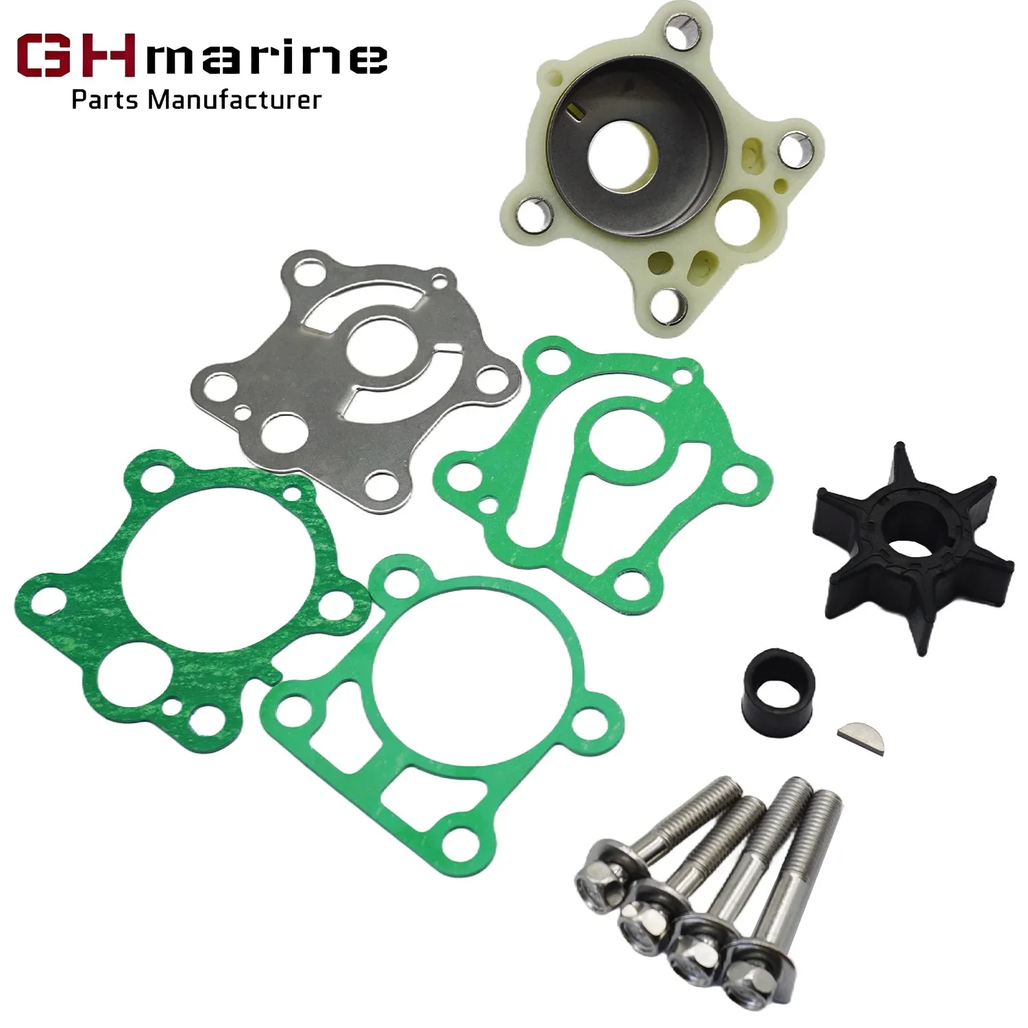 Water Pump Impeller Repair Service Kit with Housing for Yamaha 25 30 HP 2 Stroke 3 Cyl Outboard Engines 18-3430 6J8-W0078