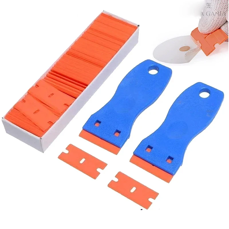 

Double Edged Plastic Razor Blade Glass Clean Scraper Label Glue Remover Window Car Wrap Sticker Film Squeegee Wiper Universal