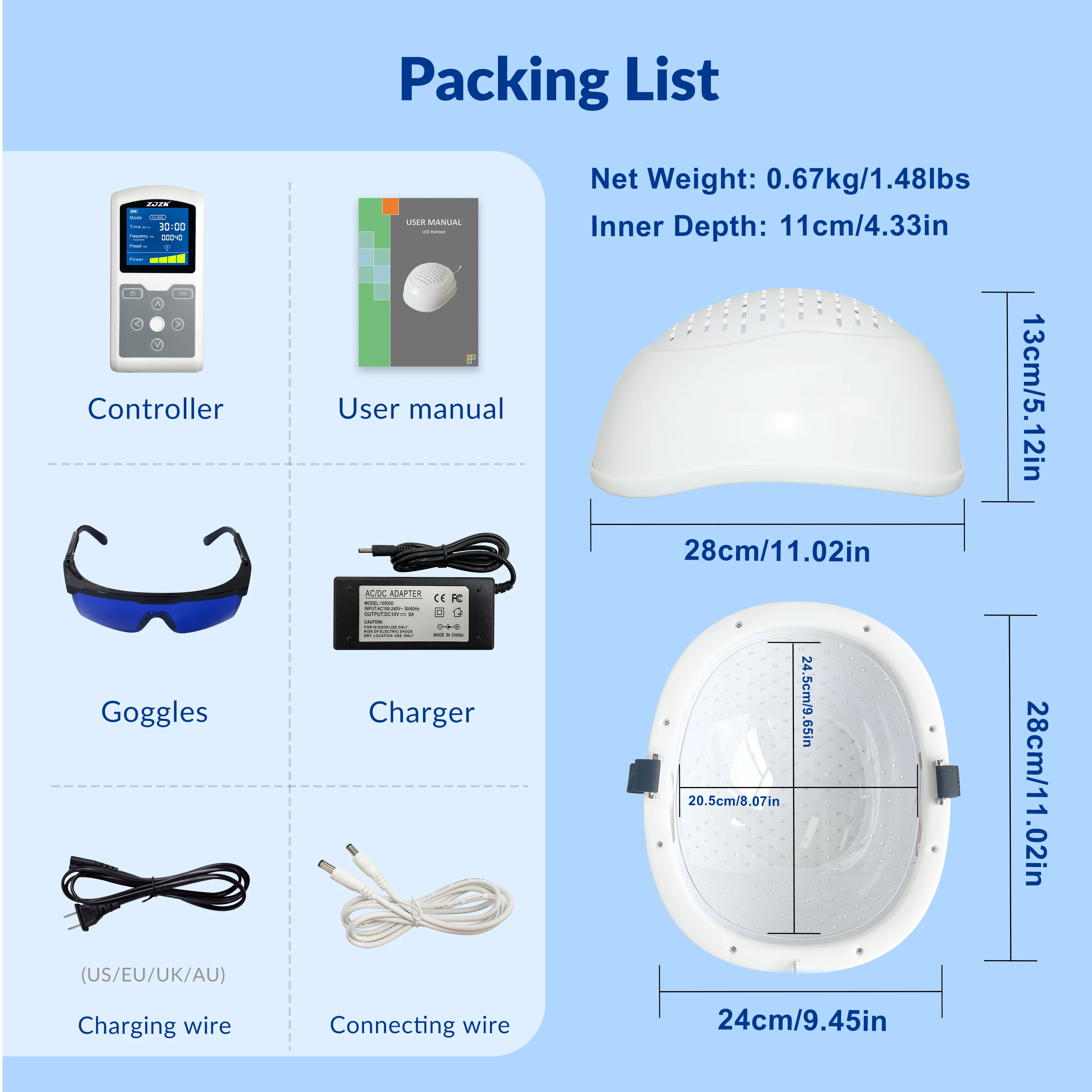 ZJZK Gifts For Parkinsons Patients Improve Memory Biofeedback Devices 1070nmx280diodes For Anxiety Neurodegenerative Dementia