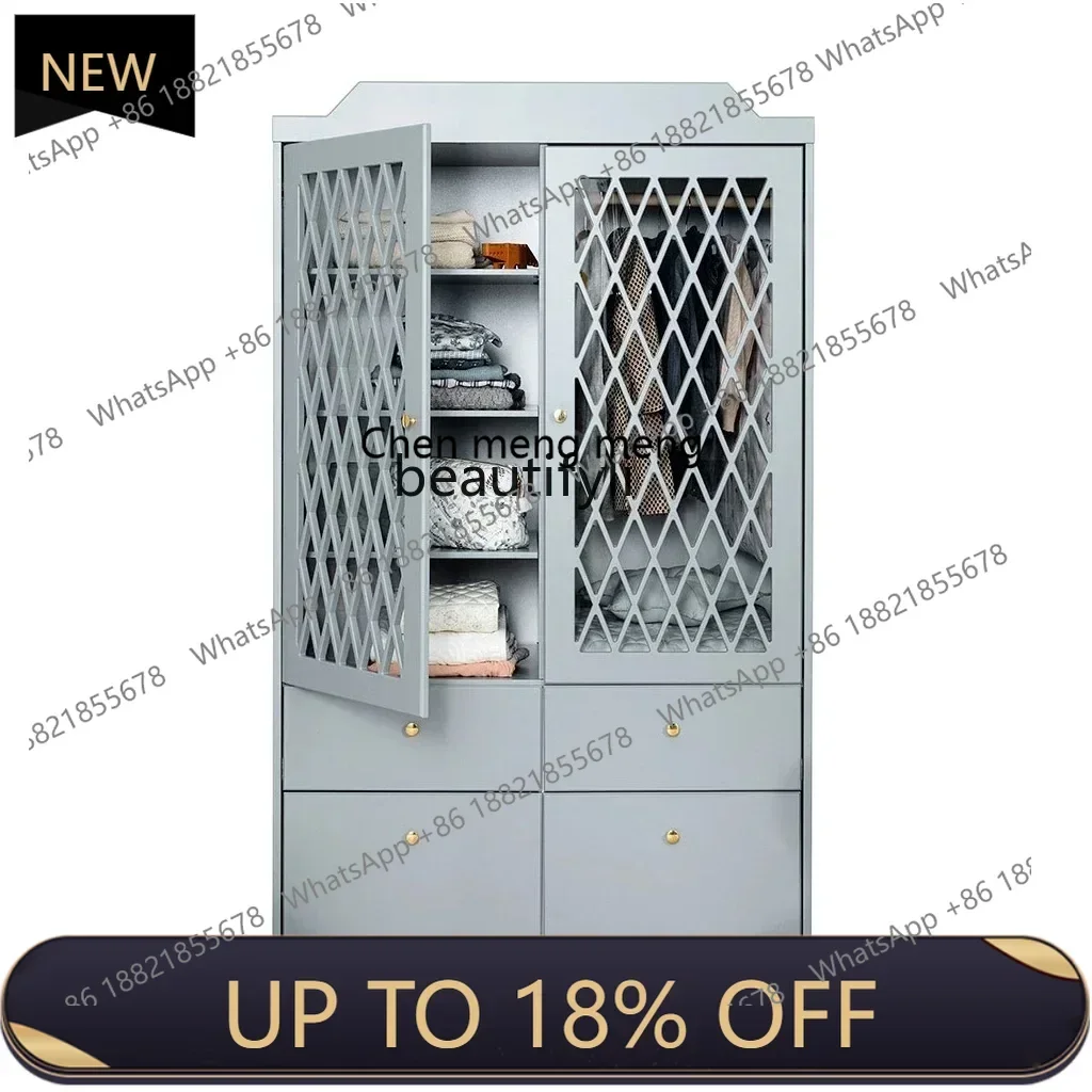 

P178 Solid Wood Wardrobe Simple Modern Storage Cabinet Small Apartment Sliding Door Storage Cabinet European Style White