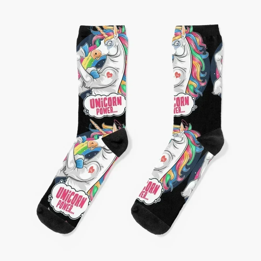 

Unicorn Power - Magic Rainbow Cartoon Fantasy Socks hockey Crossfit luxury Designer Man Socks Women's