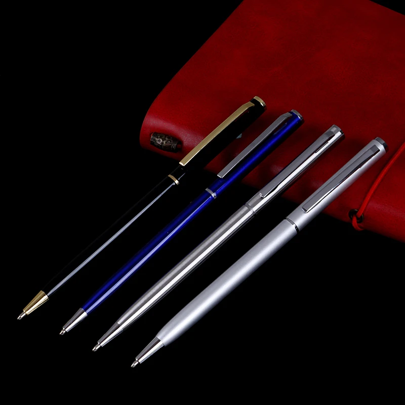 Luxury Metal Ballpoint Pen 1mm Black Ink Gel Pen Office Writing Stationery Gift