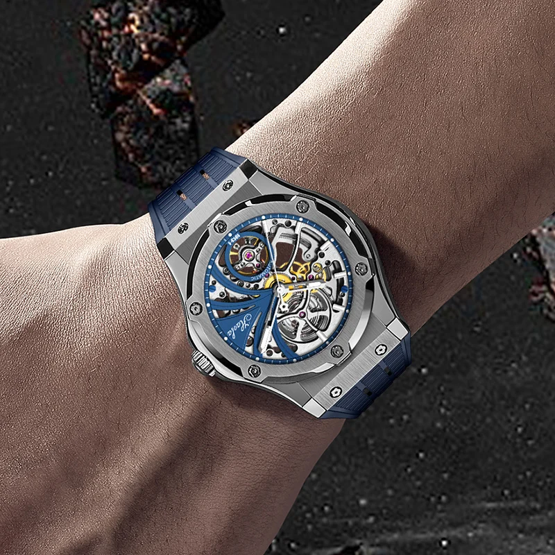 Haofa Automatic Mechanical Watch Men Casual Sapphire Skeleton Self Wind Watches for Men Luminous Business uhren herren 1913-1