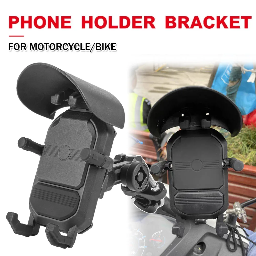 

Motorcycle Mobile Phone Holder Rechargeable Phones Holder with Sunshade Scooter Electric Bike Handlebar Cellphone Mount Bracket