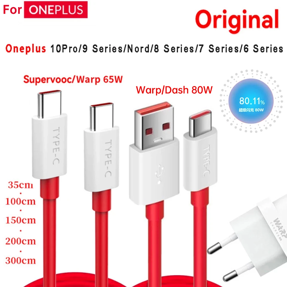 Cavo originale Oneplus Warp Supervooc USB Tipo C 100w 80w 65w Cavo di ricarica rapida One Plus 11 10 Pro 9 8t Nord 3 lite 2t CE 2 pad