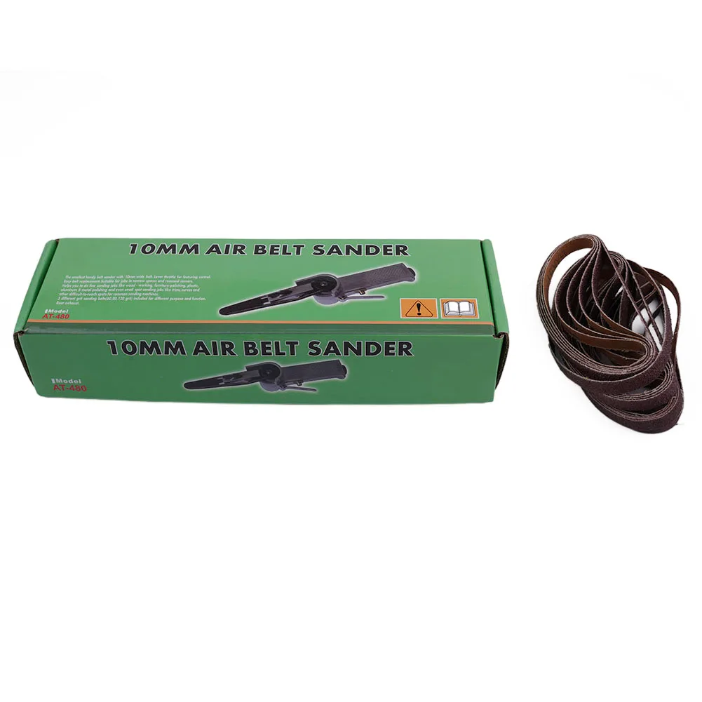 10mm 330 X 10mm Wide Air Finger Pneumatic DIY Sanding Belt Sander Power File Detail Sanding + 25 Belts Angle Grinder Grinding