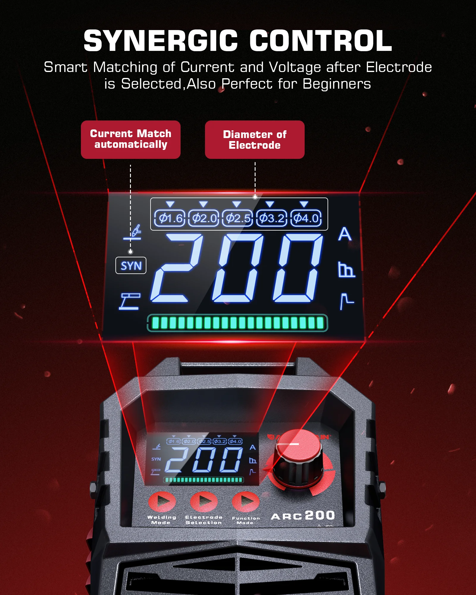 Arc captain arc keil maschine 2 in 1 stick mma lift tig tragbare synergy digital contol igbt 110v 220v 200amp für schweiß geräte