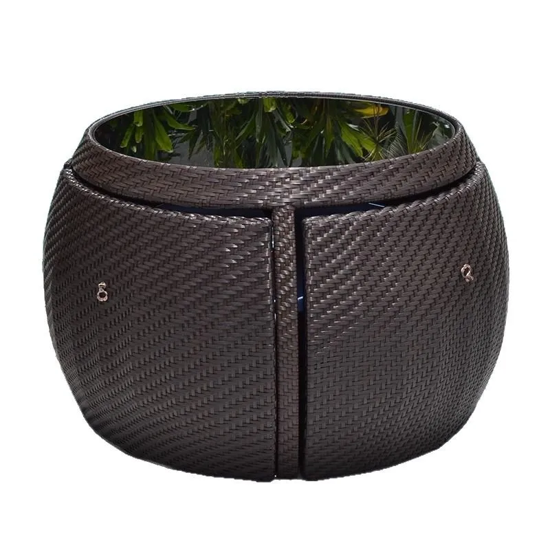 Outdoor tables, chairs, and courtyard combinations of rattan weaving, leisure outdoor sun protection