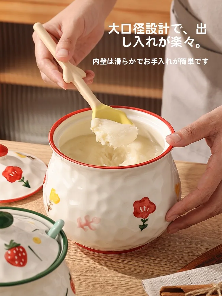 

Большая емкость для хранения свиного жира и масла из фарфора, кухонный контейнер для хранения, для перца чили, соусов, для приготовления пищи