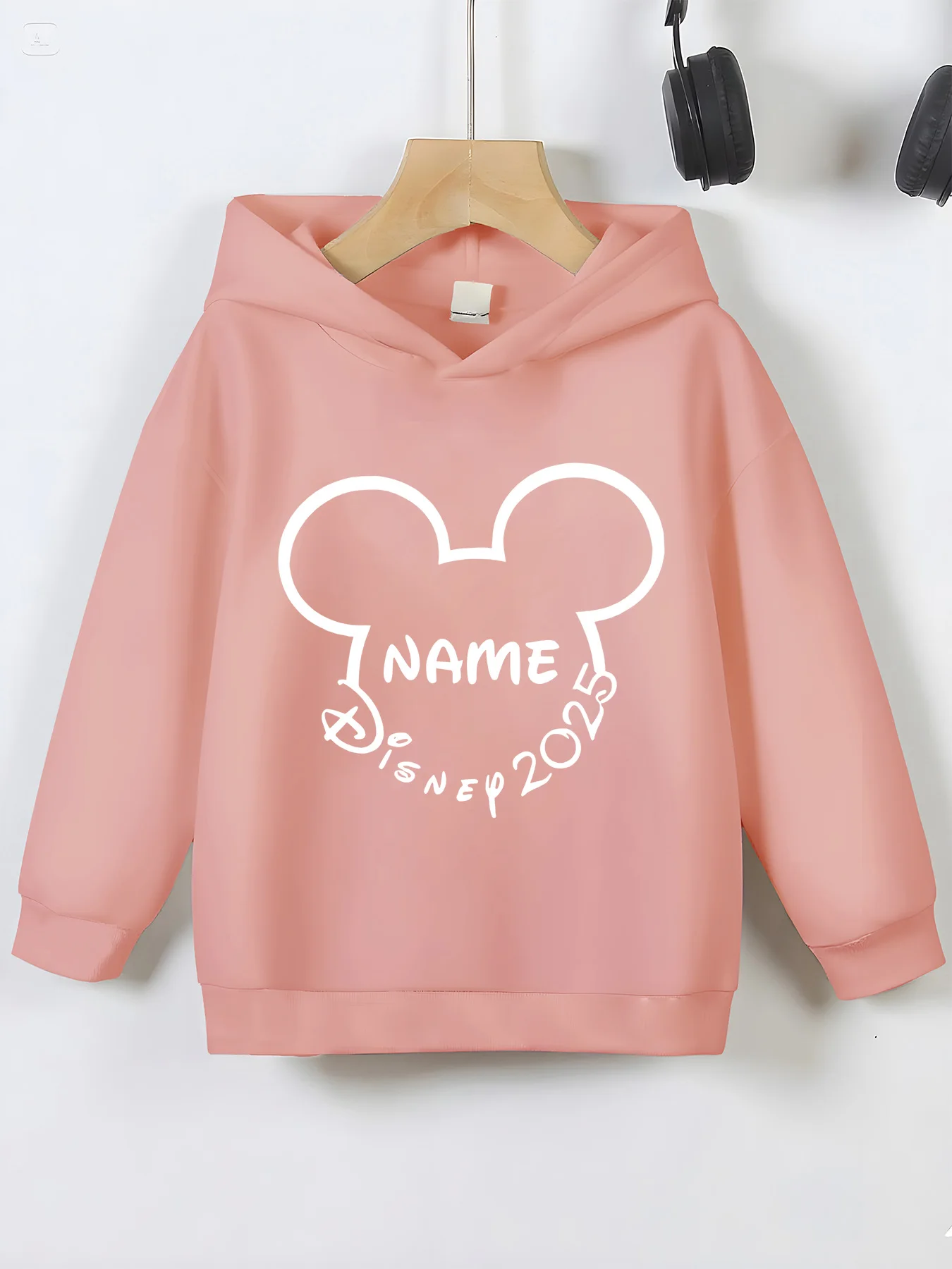 MINISO 2025 Mickey Mouse Commemorative Hoodie - Mickey Mouse's head frames your name and year, perfect for New Year's Eve or eve