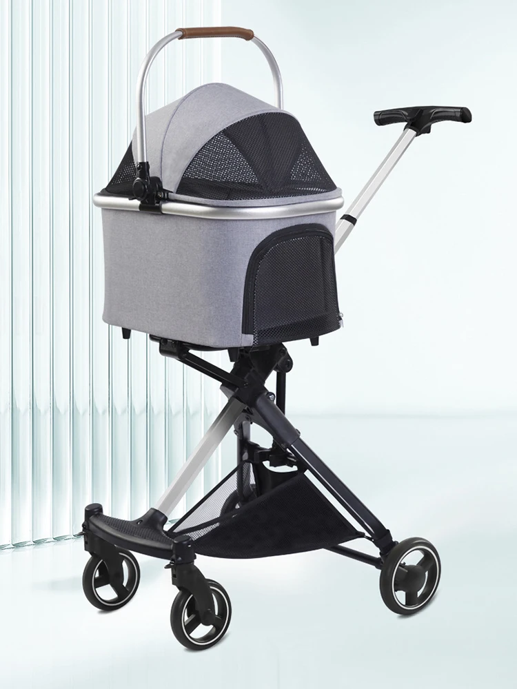 Hallo Baby Hunde träger robuste Aluminium legierung Rahmen Reise Kinderwagen Luxus Haustier Kinderwagen faltbare Licht für kleine mittlere Hund