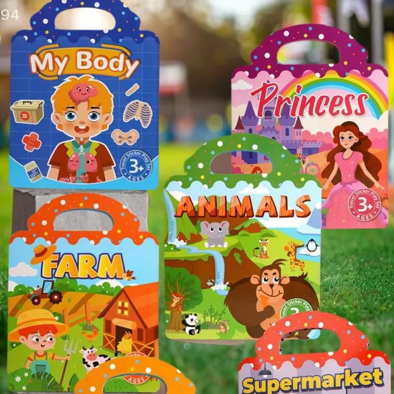 

Грайливый обучающий набор для детей; Книга с наклейками с пузырьками на тему мультигранных транспортных средств и желе-наклейки.