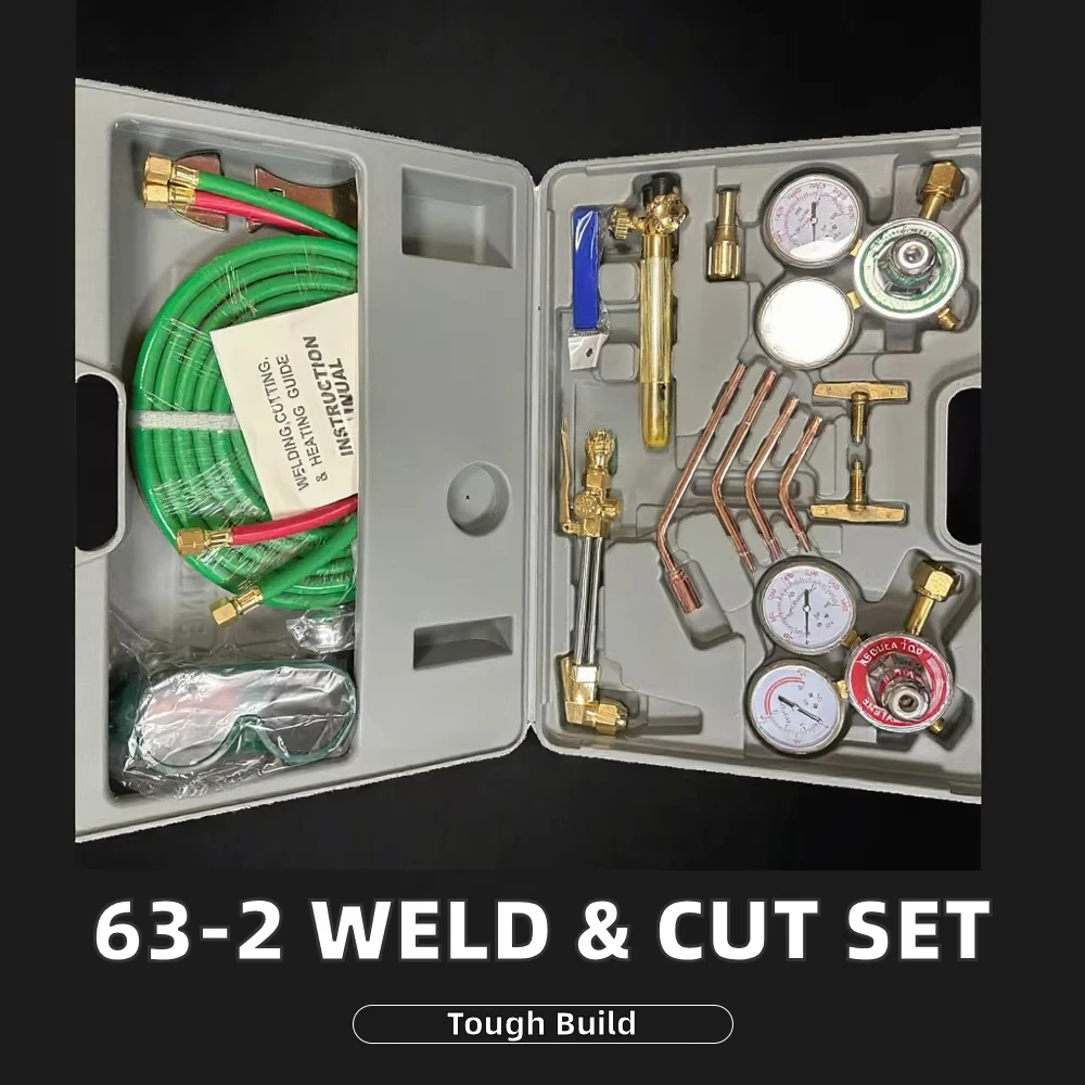Portable 63-2 Acetylene Propane Oxygen Gas Combined Welding and Cutting Torch Set for On-the-Go Metalwork